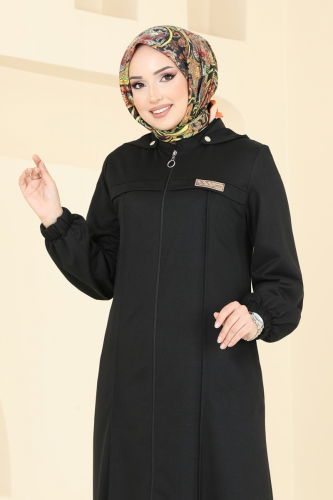 moda selvim Abaya 329DVL817 Black - Thumbnail