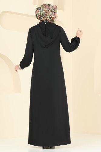 moda selvim Abaya 329DVL817 Black - Thumbnail