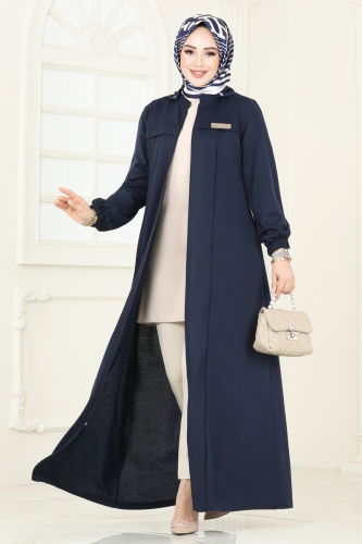 moda selvim Abaya 329DVL817 Navy Blue - Thumbnail