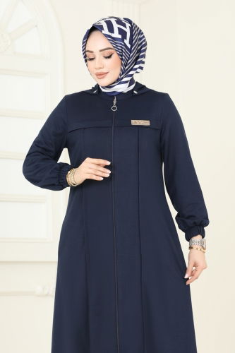 moda selvim Abaya 329DVL817 Navy Blue - Thumbnail