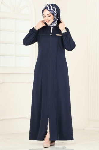 moda selvim Abaya 329DVL817 Navy Blue - Thumbnail