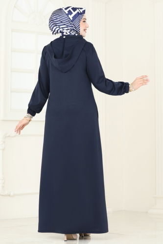 moda selvim Abaya 329DVL817 Navy Blue - Thumbnail