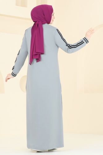 moda selvim Abaya 335DVL817 Gray - Thumbnail