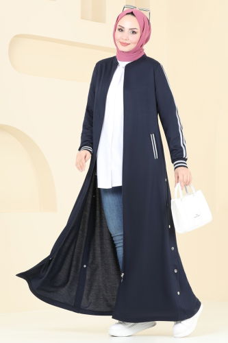 moda selvim Abaya 335DVL817 Navy Blue - Thumbnail