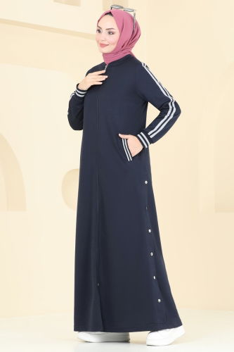 moda selvim Abaya 335DVL817 Navy Blue - Thumbnail