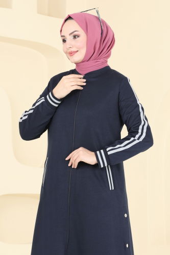 moda selvim Abaya 335DVL817 Navy Blue - Thumbnail