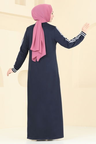 moda selvim Abaya 335DVL817 Navy Blue - Thumbnail