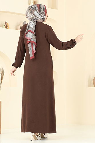 moda selvim Abaya 3534MP806 Brown - Thumbnail