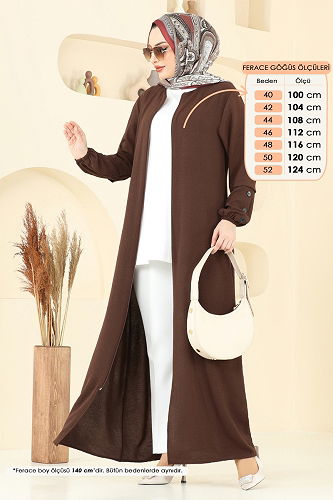 moda selvim Abaya 3534MP806 Brown - Thumbnail