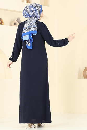 moda selvim Abaya 3534MP806 Navy Blue - Thumbnail