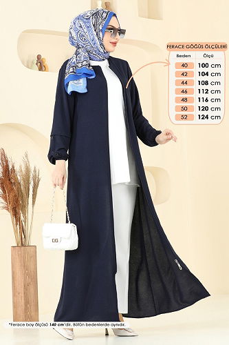 moda selvim Abaya 3534MP806 Navy Blue - Thumbnail