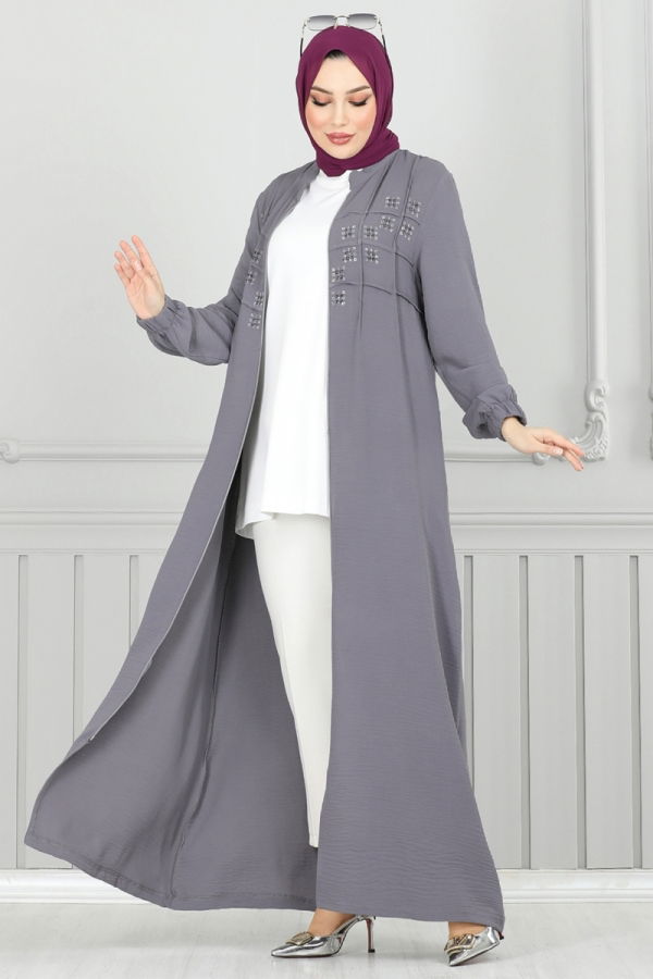 Modaselvim %30 DISCOUNT Abaya 354DVL817 Gray