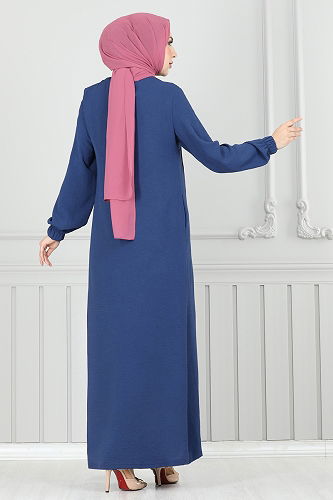 moda selvim Abaya 354DVL817 Navy Blue - Thumbnail