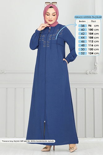 moda selvim Abaya 354DVL817 Navy Blue - Thumbnail