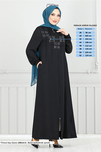 moda selvim Abaya 355DVL897-M Black - Thumbnail