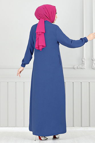 moda selvim عباءة ازرق 355DVL897-M - Thumbnail