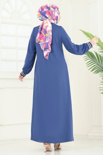 moda selvim عباءة ازرق 373DVL817 - Thumbnail