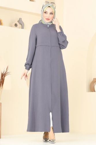 moda selvim Abaya 376DVL817 Gray - Thumbnail