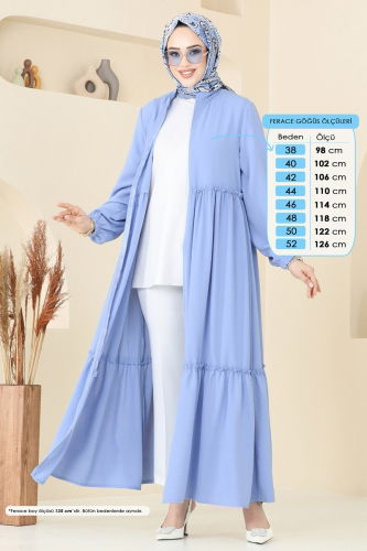moda selvim Abaya 377DVL817 Baby Blue - Thumbnail
