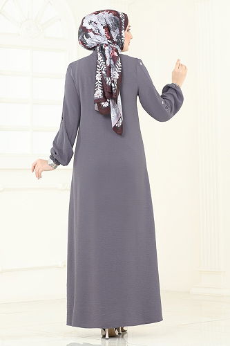 moda selvim Abaya 378DVL817 Anthracite - Thumbnail