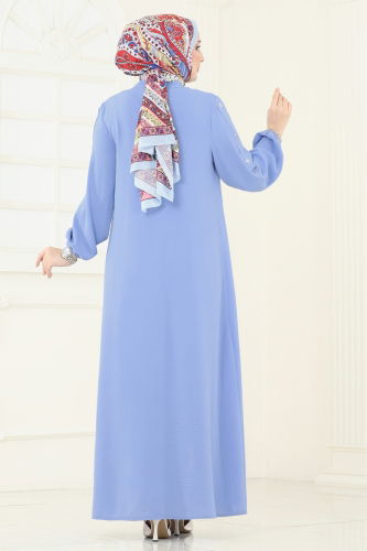 moda selvim عباءة أزرق فاتح 378DVL817 - Thumbnail