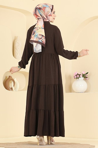 moda selvim Abaya 3852ORG1169 Bitter Brown - Thumbnail