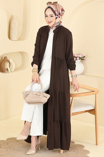 moda selvim Abaya 3852ORG1169 Bitter Brown - Thumbnail