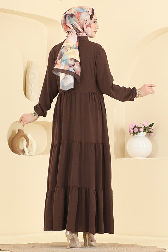 moda selvim عباءة بني 3852ORG1169 - Thumbnail