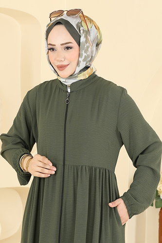 moda selvim Abaya 3852ORG1169 Khaki - Thumbnail