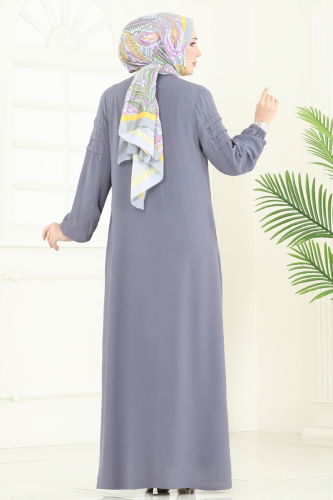 moda selvim عباءة رمادي 390DVL817 - Thumbnail