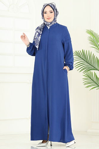 moda selvim Abaya 390DVL817 Indigo - Thumbnail