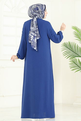 moda selvim Abaya 390DVL817 Indigo - Thumbnail