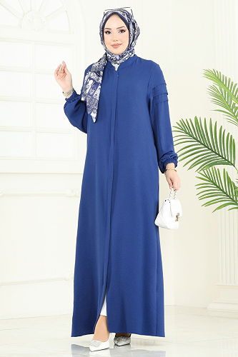 moda selvim عباءة ازرق 390DVL817 - Thumbnail