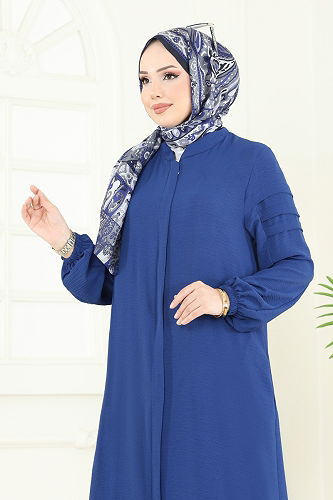 moda selvim عباءة ازرق 390DVL817 - Thumbnail