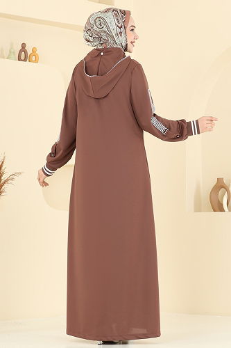 moda selvim عباءة بني 391DVL817 - Thumbnail