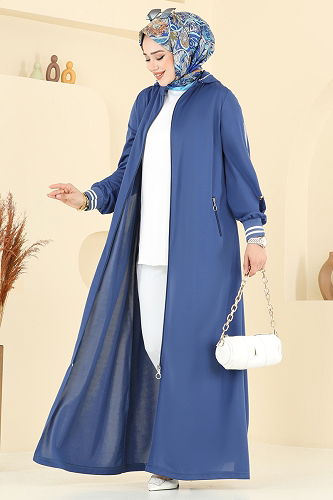 moda selvim عباءة ازرق 391DVL817 - Thumbnail