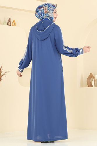 moda selvim عباءة ازرق 391DVL817 - Thumbnail