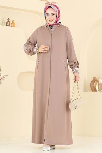 moda selvim عباءة بيج 391DVL817 - Thumbnail