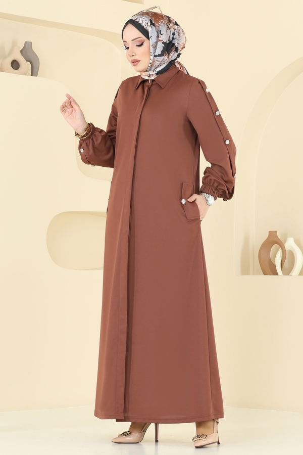 Modaselvim NET 20%+20% DISCOUNT IN THE CARD Abaya 394DVL817 Brown