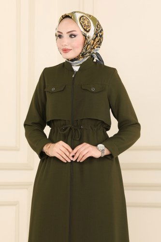 moda selvim Abaya 4103PD194 Khaki - Thumbnail