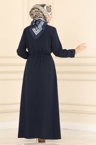 moda selvim Abaya 4103PD194 Navy Blue - Thumbnail