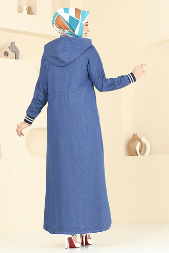 moda selvim Abaya 4174MKL719 Dark Denim - Thumbnail