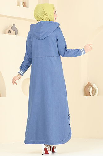 moda selvim Abaya 4174MKL719 Light Denim - Thumbnail