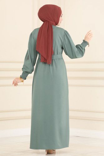 moda selvim Abaya 438EFS762 Mint - Thumbnail