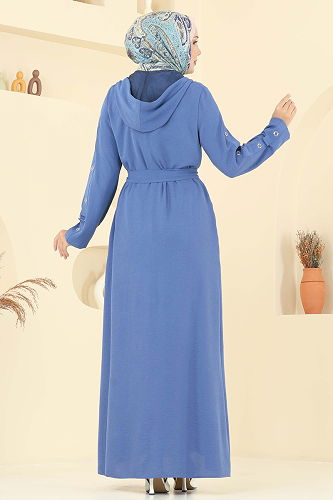 moda selvim Abaya 451DVL817 Indigo - Thumbnail
