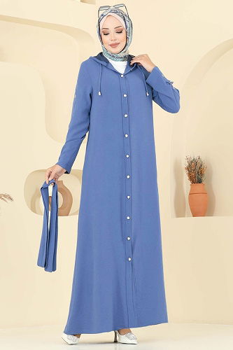 moda selvim عباءة ازرق 451DVL817 - Thumbnail