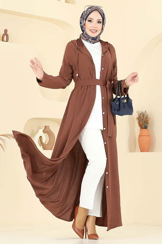 moda selvim Abaya 451DVL817 Tan - Thumbnail