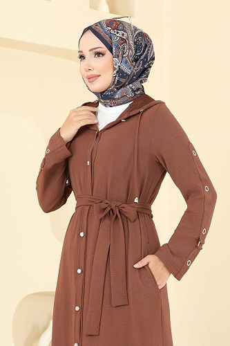 moda selvim Abaya 451DVL817 Tan - Thumbnail