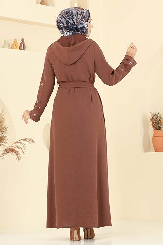 moda selvim Abaya 451DVL817 Tan - Thumbnail
