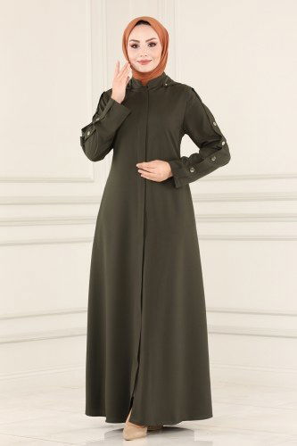 moda selvim Abaya 4520AH193 Khaki - Thumbnail